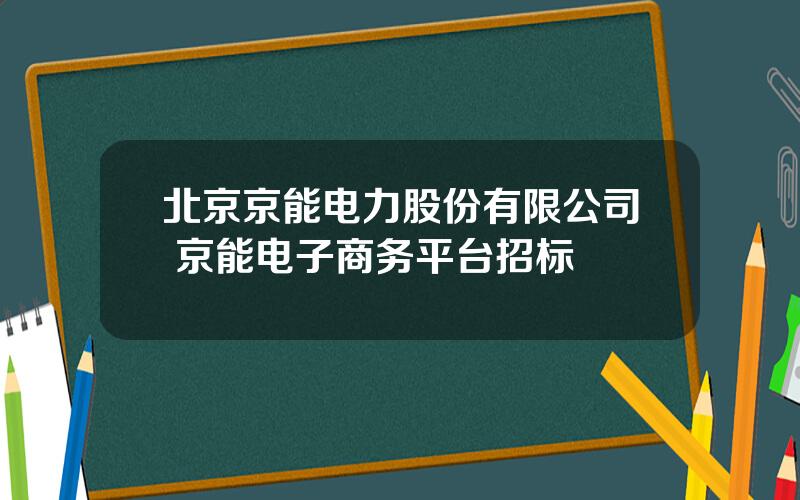 北京京能电力股份有限公司 京能电子商务平台招标